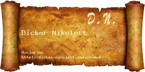 Dicker Nikolett névjegykártya